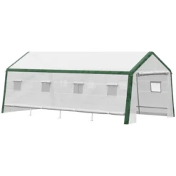 Outsunny 19.7' X 9.8' X 7.9' Outdoor Walk-in Greenhouse, Hot House With Mesh Windows, Bottom Vent, Zippered Door, PE Cover, Steel Frame, White 10 Outsunny 19.7' X 9.8' X 7.9' Outdoor Walk-in Greenhouse, Hot House With Mesh Windows, Bottom Vent, Zippered Door, PE Cover, Steel Frame, White -Sunnydaze Store GUEST add47eb0 ef96 4c01 a26e be06c719fac4