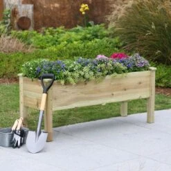 LuxenHome 20.1" H Unfinished Fir Wood Raised Garden Bed Planter