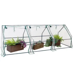 Sunnydaze Decor Sunnydaze Outdoor Portable Slanted Top Plant Shelter Mini Cloche Greenhouse With Zipper Doors - 36" - Clear -Sunnydaze Store GUEST b21b6f8c bff8 4bce b50c 7ccd5e259625