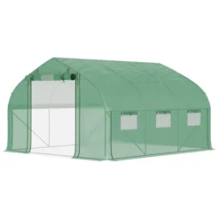 Outsunny Walk-in Tunnel Greenhouse With Zippered Mesh Doors & Roll-up Sidewalls, Upgraded Hot House, Green, 11.5' X 10' X 6.5' -Sunnydaze Store GUEST b24fc6c9 fe4f 4f45 911d a2f3d3b2efee