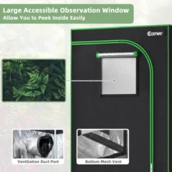 Costway 36''x20''x63'' Mylar Hydroponic Grow Tent W/Observation Window & Floor Tray GrayBlack 15 Costway 36''x20''x63'' Mylar Hydroponic Grow Tent W/Observation Window & Floor Tray GrayBlack -Sunnydaze Store GUEST b2a6c8c1 9eb3 498c a5a0 625351505af6