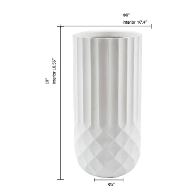 LuxenHome White 19" Tall Round MgO Planter 6 LuxenHome White 19" Tall Round MgO Planter - Image 4