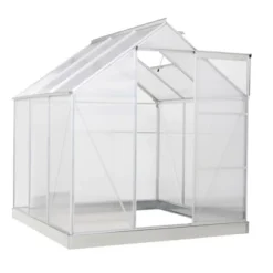 Outsunny Polycarbonate Greenhouse With Aluminum Frame, Walk-in Garden Greenhouse Kit With Adjustable Roof Vent, Rain Gutter And Sliding Door For Winter, Silver -Sunnydaze Store GUEST b40be38b f511 45c5 b9a3 2b28ecd40763