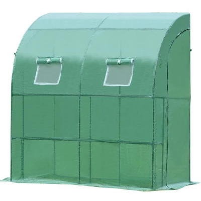 Aoodor 6.7ft. X 3.3ft. X 7.2ft. Outdoor Walk-in Greenhouse Lean To Portable Wall Two Doors 10 Aoodor 6.7ft. X 3.3ft. X 7.2ft. Outdoor Walk-in Greenhouse Lean To Portable Wall Two Doors - Image 8