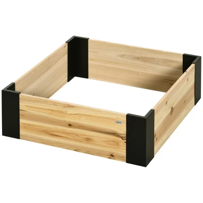 Outsunny Wooden Raised Garden Bed Flower Box With Metal Bracket, Installed By Hand, Outdoor Planter Box, 31.5 X 31.5in Square, Natural 5 Outsunny Wooden Raised Garden Bed Flower Box With Metal Bracket, Installed By Hand, Outdoor Planter Box, 31.5 X 31.5in Square, Natural - Image 3