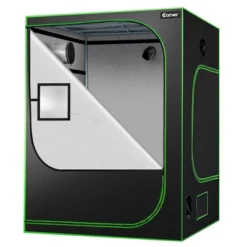 Costway 5x5 Grow Tent, 60''x60''x80'' High Reflective Mylar W/Observation Window GrayBlack -Sunnydaze Store GUEST b617671a 40df 43ff 8ae6 6fc1253e9619