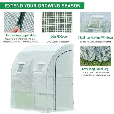 Aoodor 6.7ft. X 3.3ft. X 7.2ft. Outdoor Walk-in Greenhouse Lean To Portable Wall Two Doors 3 Aoodor 6.7ft. X 3.3ft. X 7.2ft. Outdoor Walk-in Greenhouse Lean To Portable Wall Two Doors