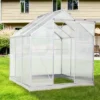 Outsunny Polycarbonate Greenhouse With Aluminum Frame, Walk-in Garden Greenhouse Kit With Adjustable Roof Vent, Rain Gutter And Sliding Door For Winter, Silver -Sunnydaze Store GUEST b830002c 73df 443a 9874 39ebf28cf31e