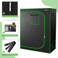 Costway 48''x24''x60'' Mylar Hydroponic Grow Tent W/Observation Window & Floor Tray GrayBlack 14 Costway 48''x24''x60'' Mylar Hydroponic Grow Tent W/Observation Window & Floor Tray GrayBlack -Sunnydaze Store GUEST b844a44c 59c6 4997 86e2 a487b7ffc063