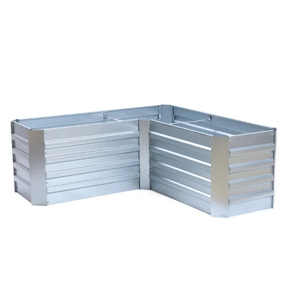 LuxenHome L-Shaped Galvanized Metal Raised Garden Bed 14 LuxenHome L-Shaped Galvanized Metal Raised Garden Bed - Image 12