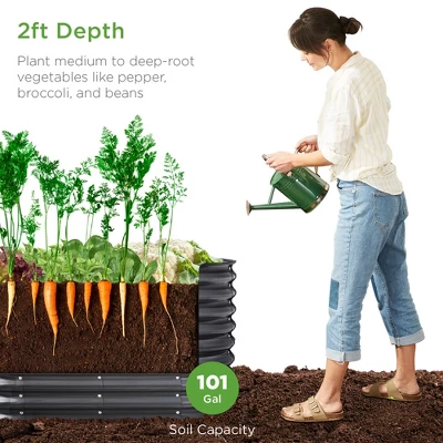 Best Choice Products 4x2x2ft Outdoor Raised Metal Oval Garden Bed, Planter Box For Vegetables, Flowers - Charcoal 3 Best Choice Products 4x2x2ft Outdoor Raised Metal Oval Garden Bed, Planter Box For Vegetables, Flowers - Charcoal