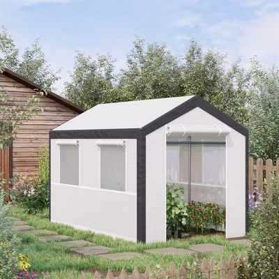 Outsunny Outdoor Walk-In Tunnel Greenhouse Garden Warm Hot House With Roll Up Windows, Zippered Door, & Weather Cover 3 Outsunny Outdoor Walk-In Tunnel Greenhouse Garden Warm Hot House With Roll Up Windows, Zippered Door, & Weather Cover