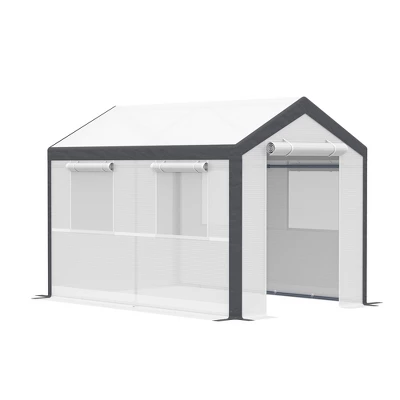 Outsunny Outdoor Walk-In Tunnel Greenhouse Garden Warm Hot House With Roll Up Windows, Zippered Door, & Weather Cover 8 Outsunny Outdoor Walk-In Tunnel Greenhouse Garden Warm Hot House With Roll Up Windows, Zippered Door, & Weather Cover - Image 6