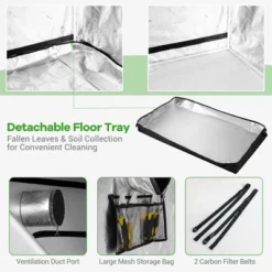 Costway 5x5 Grow Tent, 60''x60''x80'' High Reflective Mylar W/Observation Window GrayBlack -Sunnydaze Store GUEST c55cdb4c 2a7d 4a67 951e bb0f1517a049