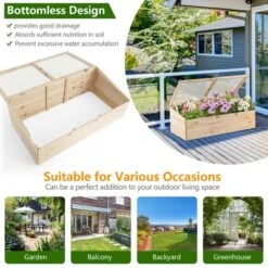 Costway Wooden Cold Frame Greenhouse Flower Planter Raised Plants Bed Protection -Sunnydaze Store GUEST c5f21732 6871 4941 8ae5 db396f1258db