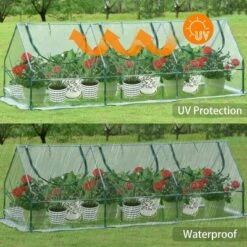 Aoodor 9 Ft. X 3 Ft. X 3 Ft. Mini Outdoor Greenhouse Three Zipped Doors -Sunnydaze Store GUEST c84e73e5 3ca5 449b a1da 3aa11a391e3c