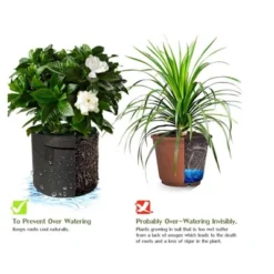 MPM 5-Gallon Plant Grow Bags 5-Pack Heavy Duty Thickened Non-Woven Aeration Planting Fabric Pot Container For Garden And Planting, Black