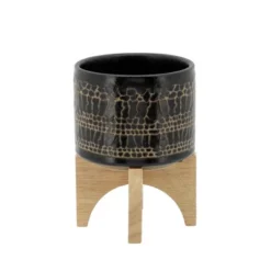 Sagebrook Home Glazed Ceramic Planter Pot With Stand