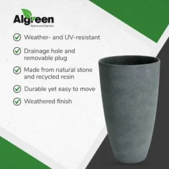 Algreen Acerra Weather Resistant Composite Tall Vase Round Planter Pot 20 X 12 X 12 Inches, Gray Stucco -Sunnydaze Store GUEST cb1f1c54 8996 4b59 9994 15a749a64fa0