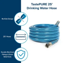 Camco TastePURE No-Kink Heavy-Duty PVC 25' Premium Reinforced Outdoor Drinking Water Hose For Camping, RVs, Boats, And Gardening, Blue 8 Camco TastePURE No-Kink Heavy-Duty PVC 25' Premium Reinforced Outdoor Drinking Water Hose For Camping, RVs, Boats, And Gardening, Blue -Sunnydaze Store GUEST cb831db0 d33c 47d3 946b fe30797713df