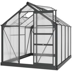 Outsunny Polycarbonate Greenhouse, Heavy Duty Outdoor Aluminum Walk-in Green House Kit With Vent & Door For Backyard Garden, Gray 17 Outsunny Polycarbonate Greenhouse, Heavy Duty Outdoor Aluminum Walk-in Green House Kit With Vent & Door For Backyard Garden, Gray -Sunnydaze Store GUEST cca0d169 6e7e 4469 ac8d d1011e2a97a1