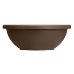 The HC Companies GAB18000E21C006LRTOX 18 Inch Sun Fade And Crack Resisting Leakproof Resin Plain Semi Circular Garden Bowl Planter, Chocolate Brown