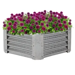 Sunnydaze Decor Sunnydaze Outdoor Lawn And Garden Galvanized Steel Hexagon Raised Vegetable Garden Or Flower Bed Planter Kit - 22" - Silver -Sunnydaze Store GUEST cf04f5bf ede2 427d 8be3 d056b53a7cf4