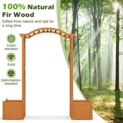 Tangkula Garden Arbor With Planter Wooden Planter Arch With Trellis Natural -Sunnydaze Store GUEST cf8429c3 c91c 498f 845d a475175dd655