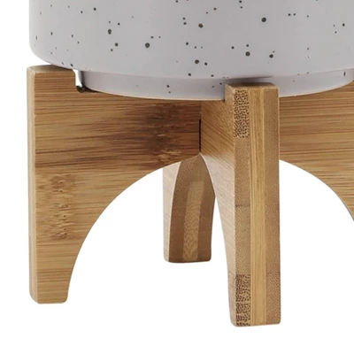 Sagebrook Home Round Matte Ceramic Indoor Outdoor Planter Pot With Stand 8 Sagebrook Home Round Matte Ceramic Indoor Outdoor Planter Pot With Stand - Image 6