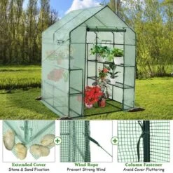 Costway Walk-in Greenhouse 56''x56''x77'' Gardening W/Observation Windows 2 Tier 8 Shelves 14 Costway Walk-in Greenhouse 56''x56''x77'' Gardening W/Observation Windows 2 Tier 8 Shelves -Sunnydaze Store GUEST d22d611f 8693 4078 bc9d 69289c7fe628