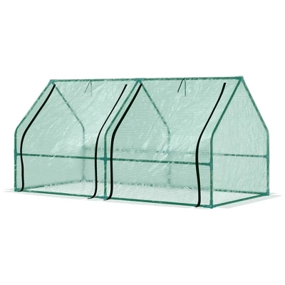 Outsunny 6' X 3' X 3' Mini Greenhouse Portable Hot House With Large Zipper Doors & Water/UV PE Cover For Outdoor And Garden, Green 5 Outsunny 6' X 3' X 3' Mini Greenhouse Portable Hot House With Large Zipper Doors & Water/UV PE Cover For Outdoor And Garden, Green - Image 3