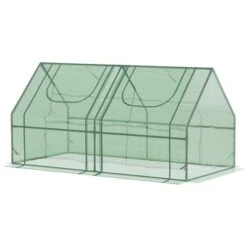 Outsunny 6' X 3' X 3' Portable Greenhouse, Garden Hot House With Two PE/PVC Covers, Steel Frame And 2 Roll Up Windows, Green -Sunnydaze Store GUEST d2c9de90 494f 4fcd 9262 931773cfffc2