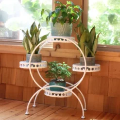 Sunnydaze Decor Sunnydaze Indoor/Outdoor Steel 4-Tiered Ferris Wheel Potted Flower Plant Stand Display - 28" - White 10 Sunnydaze Decor Sunnydaze Indoor/Outdoor Steel 4-Tiered Ferris Wheel Potted Flower Plant Stand Display - 28" - White -Sunnydaze Store GUEST d39ae0e7 cc78 4081 852d 1134d1af755f