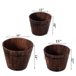 Gardenised Rustic Wooden Whiskey Barrel Planter With Durable Medal Handles And Drainage Holes - Perfect For Indoor And Outdoor Use -Sunnydaze Store GUEST d3ec5aae c9c0 48ac a771 3148bfa208ab
