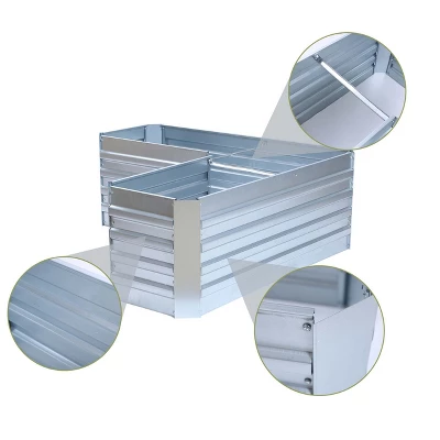 LuxenHome L-Shaped Galvanized Metal Raised Garden Bed 13 LuxenHome L-Shaped Galvanized Metal Raised Garden Bed - Image 11