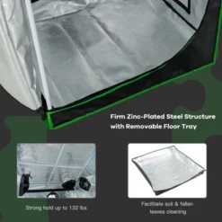 Costway 32''x32''x63''Mylar Hydroponic Grow Tent W/Observation Window & Floor Tray GrayBlack -Sunnydaze Store GUEST dccdf67b 04eb 4a73 b50c 2b853a58b137