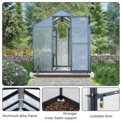 Aoodor Walk-In Greenhouse Polycarbonate Panel Hobby Greenhouses With Aluminum Frame Heavy Duty 12 Aoodor Walk-In Greenhouse Polycarbonate Panel Hobby Greenhouses With Aluminum Frame Heavy Duty -Sunnydaze Store GUEST df5acc6c 2bae 4af7 a99f eb7baa83846e