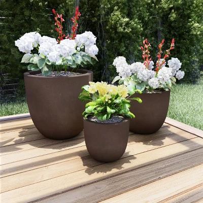 Nature Spring Clay Planter Set - Antique Brown, 3 Pieces 4 Nature Spring Clay Planter Set - Antique Brown, 3 Pieces - Image 2