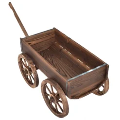 Costway Wood Wagon Flower Planter Pot Stand W/Wheels Home Garden Outdoor Decor -Sunnydaze Store GUEST e3b8a2ff b6e4 4ee0 b69b 95b1517990ce