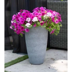 Algreen Acerra Weather Resistant Composite Tall Vase Round Planter Pot 20 X 12 X 12 Inches, Gray Stucco -Sunnydaze Store GUEST e463b629 a346 4ed5 a6b8 95fc5276aa2e
