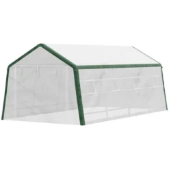 Outsunny 19.7' X 9.8' X 7.9' Outdoor Walk-in Greenhouse, Hot House With Mesh Windows, Bottom Vent, Zippered Door, PE Cover, Steel Frame, White 9 Outsunny 19.7' X 9.8' X 7.9' Outdoor Walk-in Greenhouse, Hot House With Mesh Windows, Bottom Vent, Zippered Door, PE Cover, Steel Frame, White -Sunnydaze Store GUEST e4bfe282 049b 4956 ad5b 3445e71a4c48