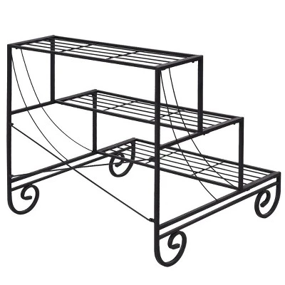 Costway 3 Tier Outdoor Metal Plant Stand Flower Planter Garden Display Holder Shelf Rack 6 Costway 3 Tier Outdoor Metal Plant Stand Flower Planter Garden Display Holder Shelf Rack - Image 4