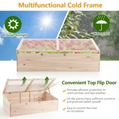 Costway Wooden Cold Frame Greenhouse Flower Planter Raised Plants Bed Protection -Sunnydaze Store GUEST e82f2f28 8006 4243 bab5 ae84c22507d1