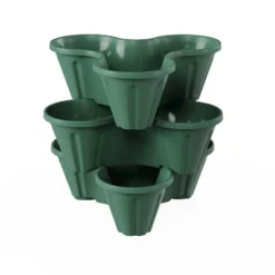 Set Of 3 Stacking Planter Tower - 3-Tier Space Saving Flower Pots - Indoor/Outdoor Vertical Herb And Vegetable Planter By Pure Garden (Hunter Green) -Sunnydaze Store GUEST ea7ce2db 6b41 443e 8c0a 37773ddaabab