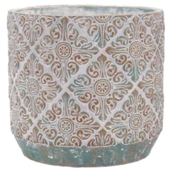 Inspirella 6.3 Inch Timeless Colorful Hand Painted Glazed Ceramic Round Indoor Outdoor Succulent Plant Pots With Drainage Holes And Plugs (2 Pack)