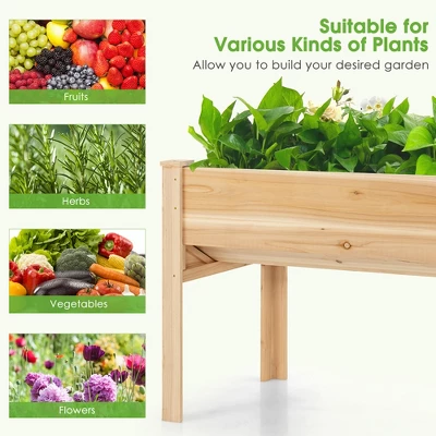 Costway 48'' Wood Raised Garden Bed W/Tool Hook Elevated Planter Stand W/Funnel Design 10 Costway 48'' Wood Raised Garden Bed W/Tool Hook Elevated Planter Stand W/Funnel Design - Image 8