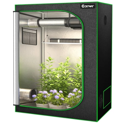 Costway 48''x24''x60'' Mylar Hydroponic Grow Tent W/Observation Window & Floor Tray GrayBlack 11 Costway 48''x24''x60'' Mylar Hydroponic Grow Tent W/Observation Window & Floor Tray GrayBlack - Image 9