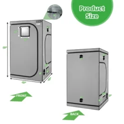 Costway 5x5 Grow Tent, 60''x60''x80'' High Reflective Mylar W/Observation Window GrayBlack -Sunnydaze Store GUEST f243dcbb 3647 49e4 8891 a913b9b1021c