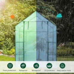 Hanience Walk-in Outdoor/Indoor Covered Portable Plant Greenhouse For Gardens, Patios, And Yards With 4 Wired Shelves, And Roll-Up Zippered Door, 8 Hanience Walk-in Outdoor/Indoor Covered Portable Plant Greenhouse For Gardens, Patios, And Yards With 4 Wired Shelves, And Roll-Up Zippered Door, -Sunnydaze Store GUEST f3b65a42 8b28 4e1d 9a79 9a17ab2efaa3