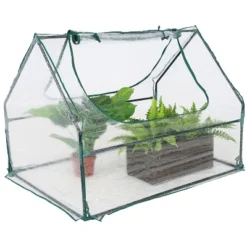 Sunnydaze Decor Sunnydaze Mini Greenhouse With 2 Zippered Side Doors - Clear -Sunnydaze Store GUEST f5950561 742f 4b4f 9101 4931ea5686a6